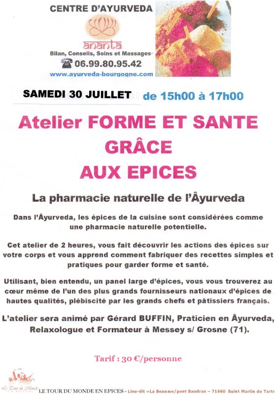 ATELIER FORME SANTE EPICES JUILLET 2016